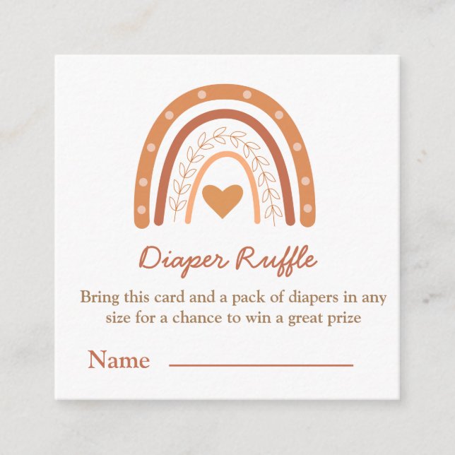 Terracotta and peach  boho rainbow  diaper ruffle  enclosure card (Front)