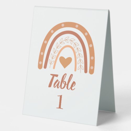 Terracotta and peach  boho rainbow   table tent sign