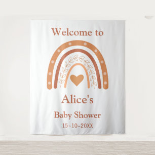 Terracotta and peach boho rainbow welcome tapestry