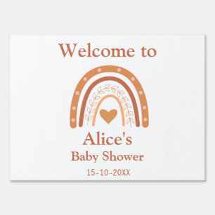 Terracotta and Peach Rainbow Baby Shower Welcome Sign
