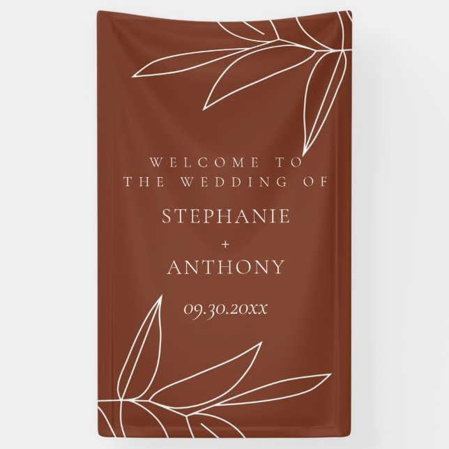 Terracotta and Ruscus Greenery Welcome Wedding   Banner (Vertical)