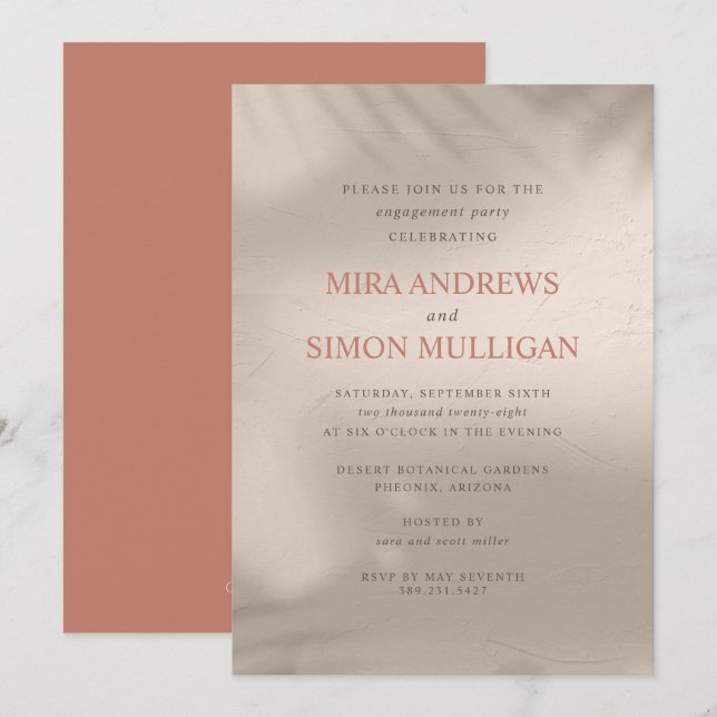 Terracotta and Sand Elemental Engagement Party Invitation (Front/Back)