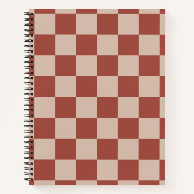 Terracotta and Tan Checkerboard Notebook (Front)