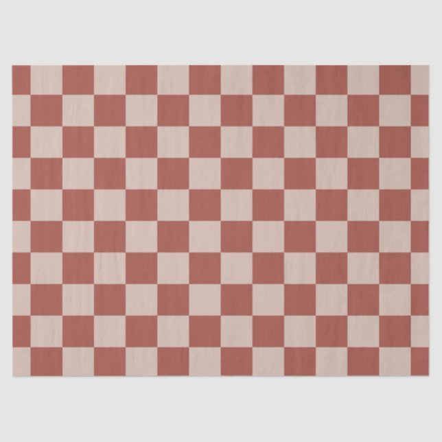 Terracotta and Tan Checkerboard Tissue Paper (Front)