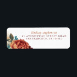 Terracotta and Teal Blue Flowers Fall Label<br><div class="desc">Terracotta and teal blue flowers address labels</div>