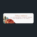 Terracotta and Teal Blue Flowers Fall Label<br><div class="desc">Terracotta and teal blue flowers address labels</div>
