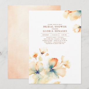 Terracotta and Teal Flowers Modern Bridal Shower Invitation