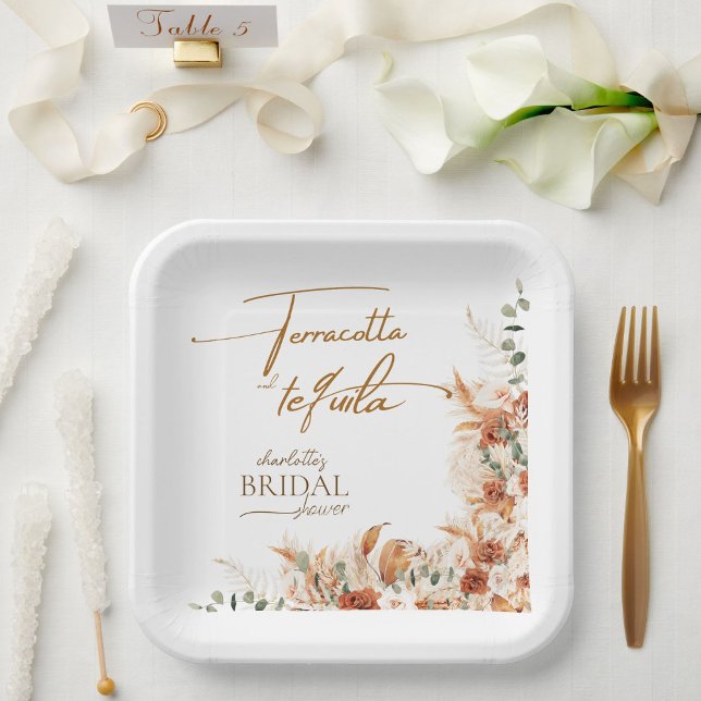 Terracotta and tequila Bridal Shower Paper Plate (Creator Uploaded)