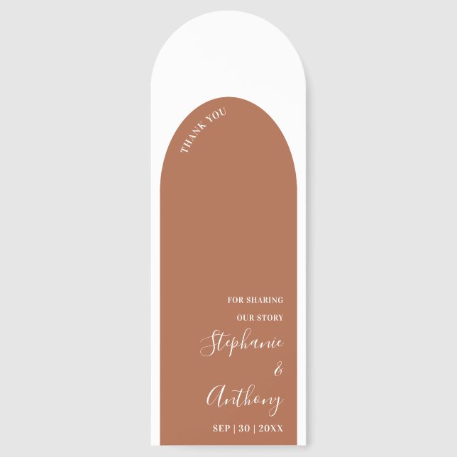 Terracotta and White Arch Wedding Bookmarks (Front)