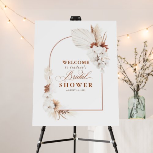 Terracotta and White Floral Bridal Shower Welcome Foam Board