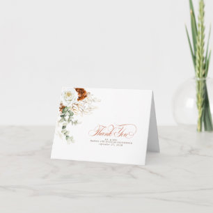 Terracotta and White Flowers Boho Thank You Card