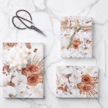 Terracotta and White Flowers Botanical Boho Exotic Wrapping Paper Sheets<br><div class="desc">Terracotta and white flowers pattern wrapping papers</div>