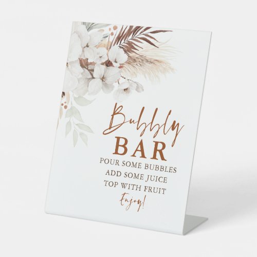 Terracotta and White Flowers Bubbly Bar Pedestal Sign