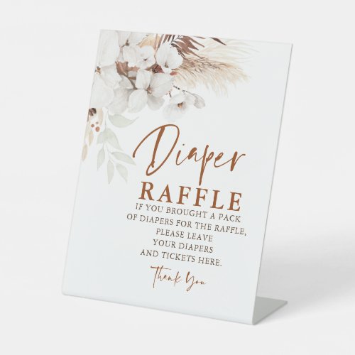 Terracotta and White Flowers Diaper Raffle Place Pedestal Sign