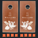 Terracotta and White Flowers Elegant Boho Party Cornhole Set<br><div class="desc">Terracotta and white flowers boho cornhole set</div>