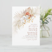 Terracotta and White Flowers Exotic Boho Wedding Invitation (Standing Front)