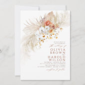 Terracotta and White Flowers Exotic Boho Wedding Invitation (Front)