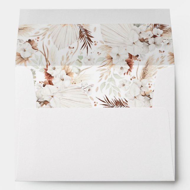 Terracotta and White Flowers Pampas Grass Boho Envelope (Back (Bottom))