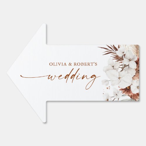Terracotta and White Flowers Wedding Way Sign
