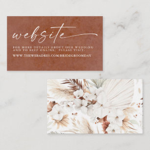 Terracotta and White Flowers Wedding Website Enclosure Card