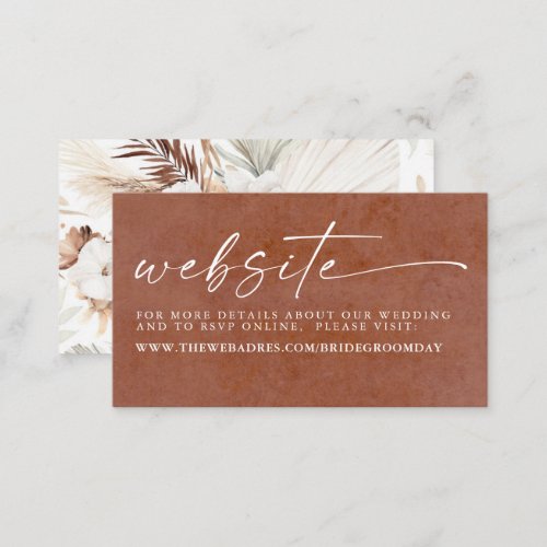 Terracotta and White Flowers Wedding Website Enclosure Card