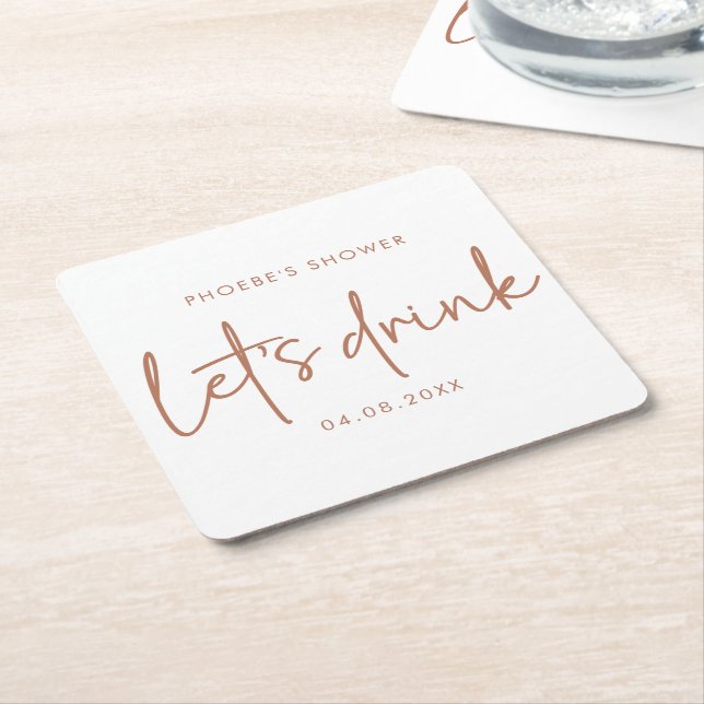 Terracotta and White Minimalist Shower Coaster (Angled)