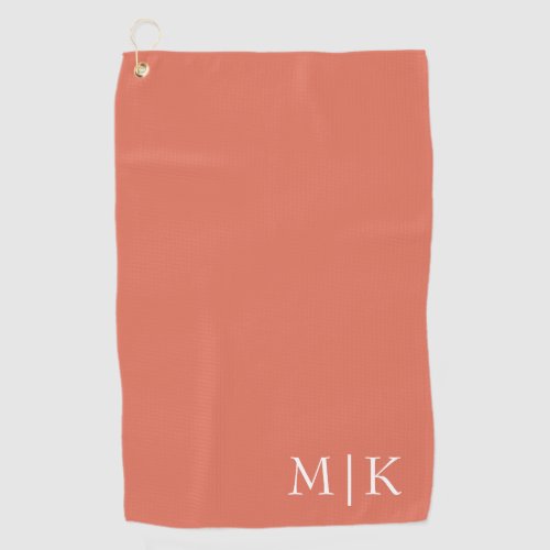 Terracotta and White  Modern Monogram Golf Towel