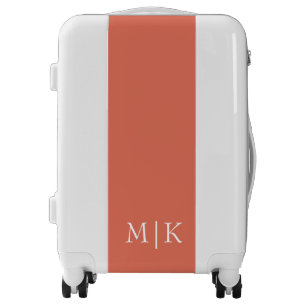 Terracotta and White Modern Monogram Luggage
