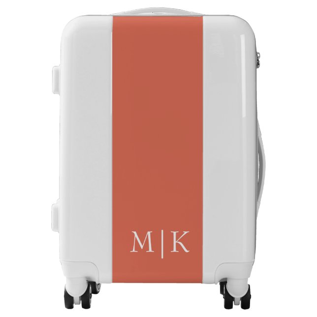 Terracotta and White | Modern Monogram Luggage (Front)