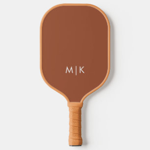 Terracotta and White   Modern Monogram Pickleball Paddle