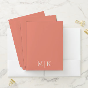 Terracotta and White   Modern Monogram Pocket Folder