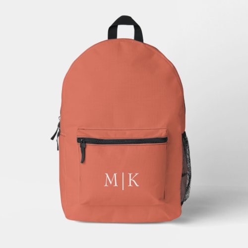 Terracotta and White  Modern Monogram Printed Backpack