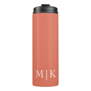 Terracotta and White Modern Monogram Thermal Tumbler