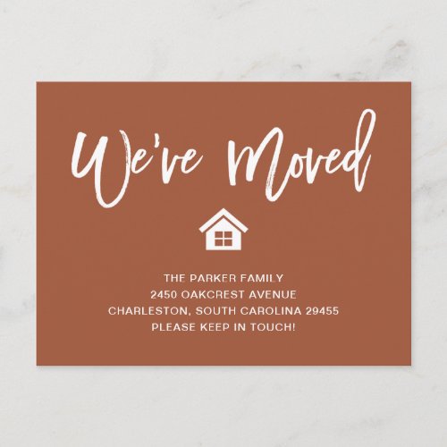 Terracotta and White  Moving Announcement Postcard