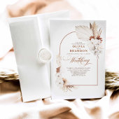 Terracotta and White Orchid Flowers Boho Wedding Invitation