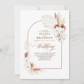 Terracotta and White Orchid Flowers Boho Wedding Invitation (Front)