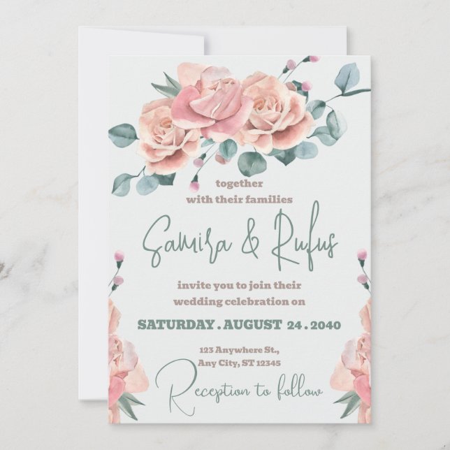 Terracotta and White Orchids Flowers Boho Wedding  Invitation (Front)