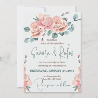 Terracotta and White Orchids Flowers Boho Wedding  Invitation