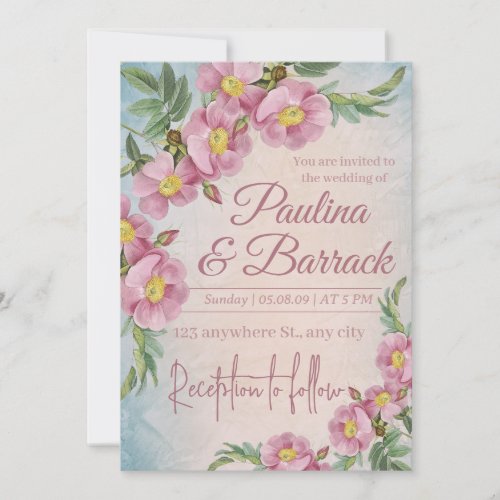 Terracotta and White Orchids Flowers Boho Wedding  Invitation