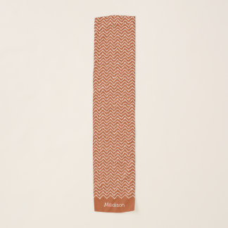 Terracotta And White Squiggly Chevron Pattern Scarf