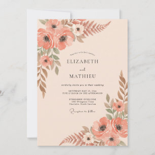 Terracotta Anemone Wedding Invitation