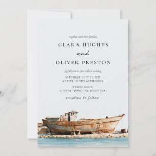 Terracotta Aqua Script Adriatic Coast Wedding  Invitation