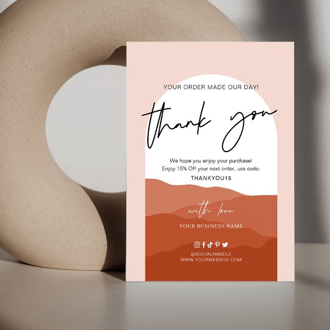 Terracotta Arch Bohemian Minimal Logo Business Thank You Card (Creator Uploaded)