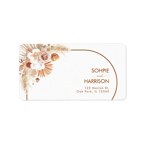 Terracotta Arch Boho Pampas Grass RSVP Address Label