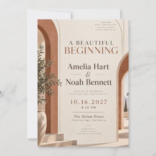 Terracotta Arch Botanical Wedding Invitation