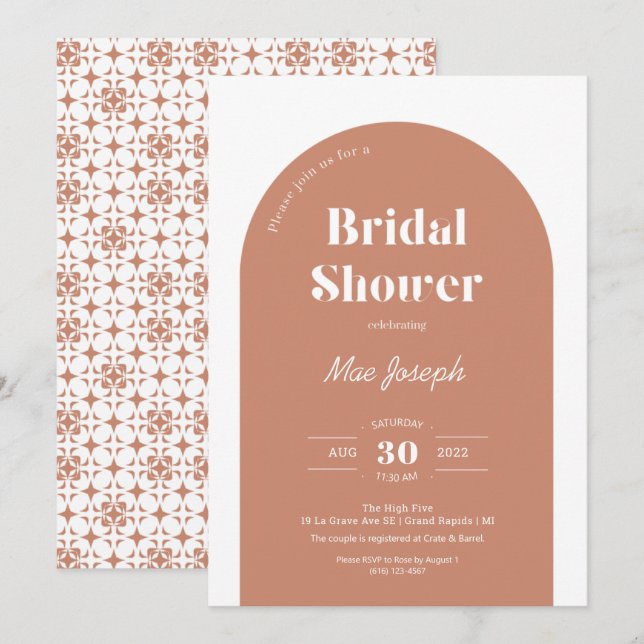 Terracotta Arch Bridal Shower Invitation (Front/Back)