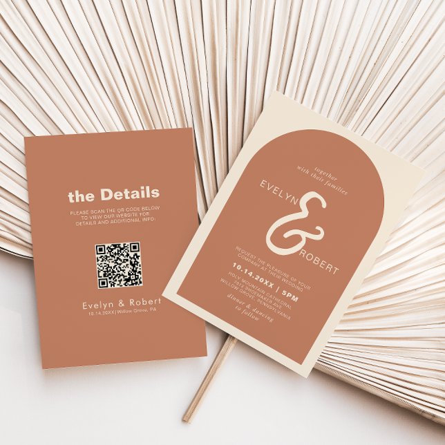 Terracotta Arch Formal Back and Front Wedding   Invitation (Creator Uploaded)