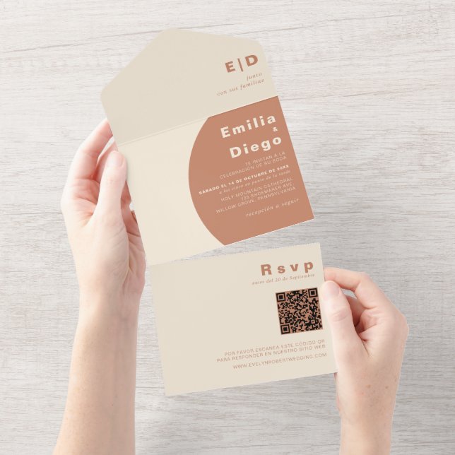 Terracotta Arch Formal Boda Wedding    All In One Invitation (Tearaway)