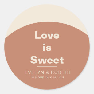 Terracotta Arch Formal Wedding Love is Sweet Classic Round Sticker