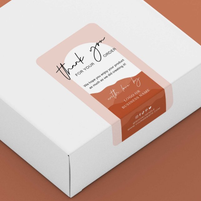 Terracotta Arch Minimal Logo Thank You Box Seal Label (Creator Uploaded)